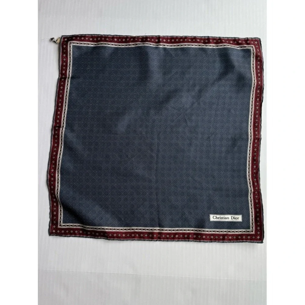 Vintage Christian Dior Silk Twill Pocket Square Micro Geometric Foulard Scarf